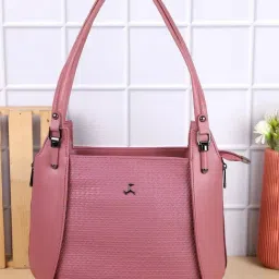 Mochi Pink Textured Medium Shoulder Handbag-image-43