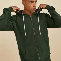 Styli Front Zip Hoodie with Contrast Drawstring Detail image 4