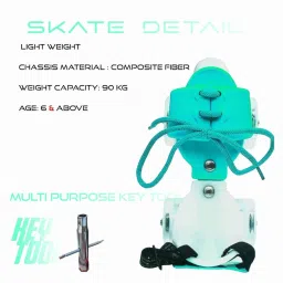 Jaspo Marshall illumi Premium Adjustable Quad Roller Skates (Cyan) Size - 21-27 Cms image 2