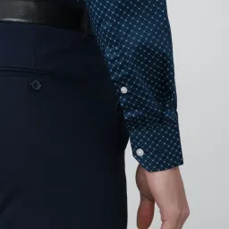 Van Heusen Blue Slim Fit Printed Cotton Shirt image 4