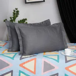 HOSTA HOMES Grey Satin Cotton 280 TC  Pillow Covers - Set of 2 image 1