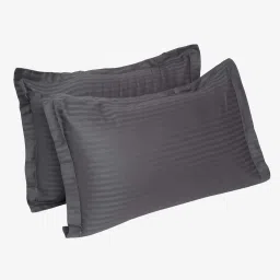 HOSTA HOMES Grey Satin Cotton 280 TC  Pillow Covers - Set of 2 image 2