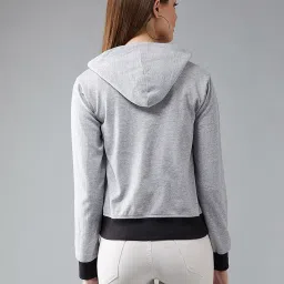 DOLCE CRUDO Grey Textured Hooded Jacket image 2