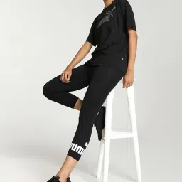 Puma Black Logo 3/4th Sports Leggings image 4