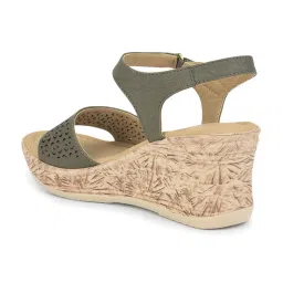 Senorita by Liberty Women's DZL-867 Olive Ankle Strap Wedges image 4
