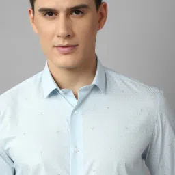 Louis Philippe Sport Light Blue Slim Fit Printed Shirt image 4