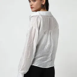 showoffff Showoff White Regular Fit Stripes Tops image 2