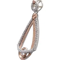 Rihi by P.C. Chandra Jewellers 925 Silver Triangle Dual Color Pendant & Earrings Set (without Chain) image 2