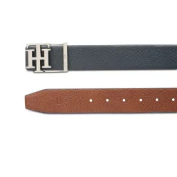 Tommy Hilfiger Farum Navy & Tan Leather Textured Reversible Belt image 4
