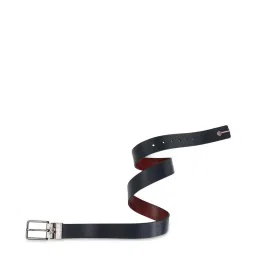 Tommy Hilfiger Merger Navy & Wine Leather Textured Reversible Belt image 4