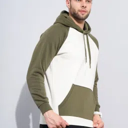 Celio Green Regular Fit Colour Block Hooded Sweatshirt image 4