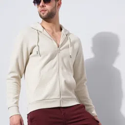 Celio Beige Regular Fit Hooded Sweatshirt image 4