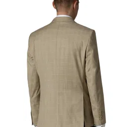 Louis Philippe Beige Slim Fit Checks Blazer image 2