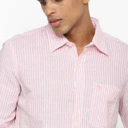 American Eagle Outfitters Pink Cotton Regular Fit Striped Shirt image 4