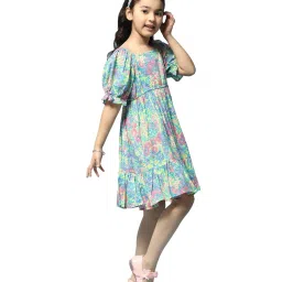 BIBA Girls Kids Multicolor Cotton Floral Print Dress image 4