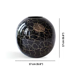 BEHOMA Black & Beige Crackled Ball Shaped Flower Vases image 5