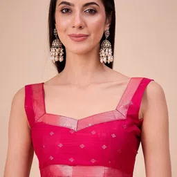 House of Pataudi Ethnic Motifs Woven Design Zari Ikat Saree image 4