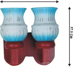 1ST TIME Blue & White Printed Wood Traditional Rectangle Shaped Wall Lamp image 2