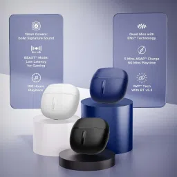 Boat Airdopes Max TWS In Ear BT Earbuds with 100H Playtime & ENX Tech (Bold Blue, True Wireless)) image 2