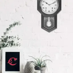 eCraftIndia Grey Plastic Vertical Analog Pendulum Wall Clock-picture-11