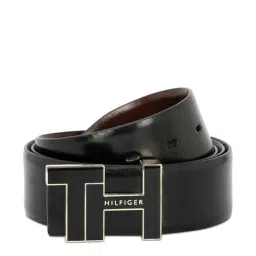 Tommy Hilfiger Black & Brown Leather Reversible Belt for Men-picture-44