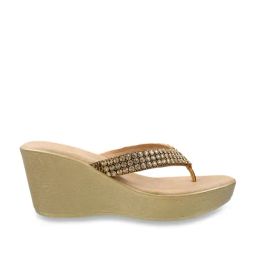 Metro Women's Antique Gold Thong Wedges-picture-5