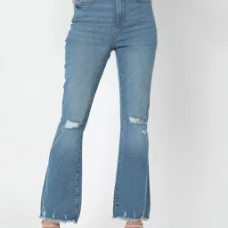 Vero Moda Blue Distressed Regular Fit Jeans-image-11
