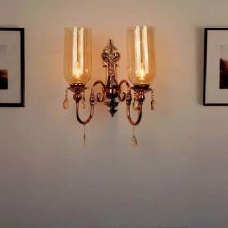 FOS LIGHTING Transparent & Brown Aluminium 2-In-1 Candelabra Wall Sconce-picture-12