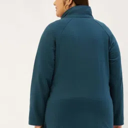 theRebelinme Plus Size Teal Fleece Relaxed Fit Tailored Jacket image 2