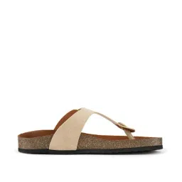 Mozafia Women's Beige T-Strap Sandals image 2