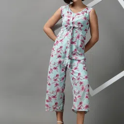 showoffff SHOWOFF Sea Green Printed A-Line Jumpsuit image 4