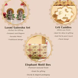 Art Street Laxmi Ganesh Idol and Laxmi Charan with Urli Diya Set Diwali Gift Hampers Box image 5