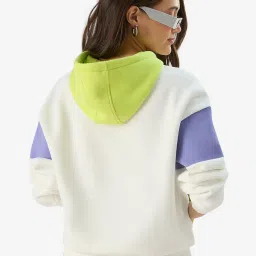 The Souled Store White Cotton Color-Block Hoodie image 2