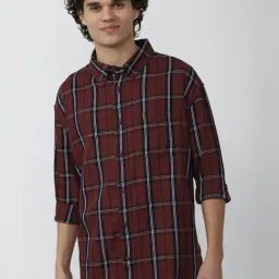 Forever 21 Maroon & Black Cotton Regular Fit Checks Shirt-picture-28