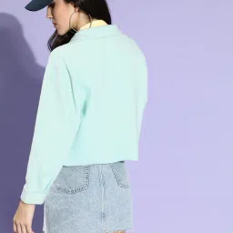 KASSUALLY Blue Relaxed Fit Crop Tailored Jacket image 2