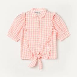 Fame Forever by Lifestyle Girls Peach Cotton Checks Top-picture-43