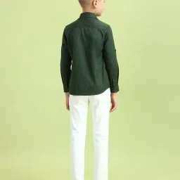 U.S. Polo Assn. Boys Green Cotton Color Block Pattern Shirt image 2