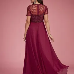 Miss Chase Pink Self Design Maxi Dress image 2