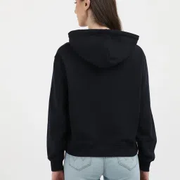 TOMMY HILFIGER Black Cotton Graphic Print Hoodie image 2