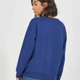 Styli Navy Cotton Printed Sweatshirt image 2
