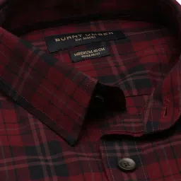 Burnt Umber Maroon Regular Fit Check Shirt image 4