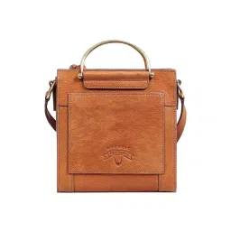 Hidesign Orange Textured Medium Handbag image 4