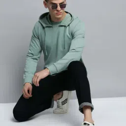 SHOWOFFFF Green Cotton Regular Fit Hooded Sweatshirt image 5