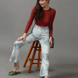 showoffff SHOWOFF Grey Tie & Dye Mid Rise Jeans image 4