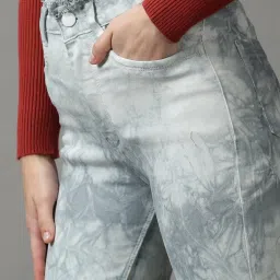 showoffff SHOWOFF Grey Tie & Dye Mid Rise Jeans image 5