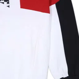 Tommy Hilfiger Kids Red & White Cotton Color Block Full Sleeves Dress image 4