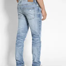 American Eagle Blue Cotton Slim Fit Distressed Jeans image 2