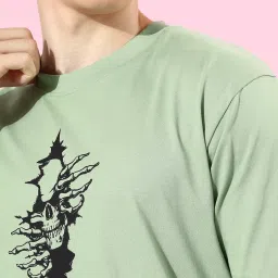 Difference of Opinion Pista Green Loose Fit Graphic Print Oversized Cotton Crew T-Shirt image 4
