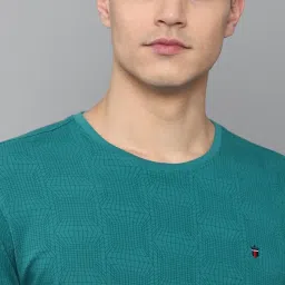 Louis Philippe Jeans Green Cotton Slim Fit Self Pattern T-Shirt image 4