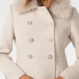 Forever New Cream Regular Fit Coat image 4